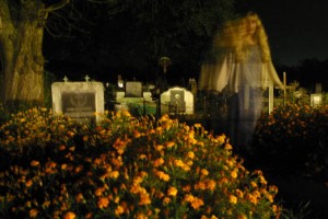 Lisa in Transylvania graveyard